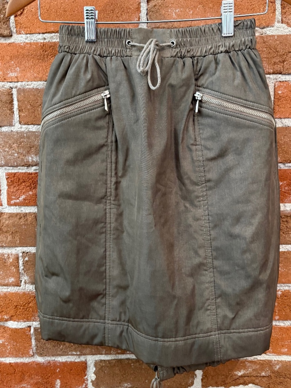 Rare Vintage Ferretti Jeans Philosophy Drawstring Bubble Mini Skirt Khaki Size 6